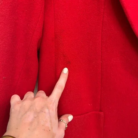 VTG Giorgio Sant' Angelo Women's 100% Wool RED Blazer One Button Silver Size 12 - Picture 3 of 10